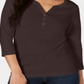 Karen Scott Women's Cotton Henley Top Brown Size Small