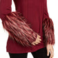 Alfani Women's Mock Neck Sweater with Faux Fur Cuffs Red Size Petite