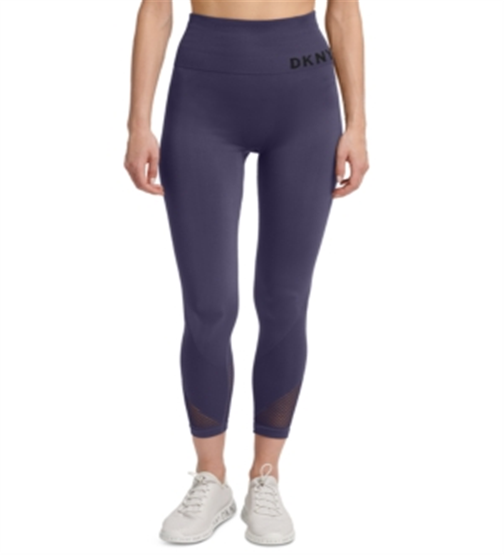 DKNY Women's High Rise Perforated Leggings-Dark Purple Size X-Large