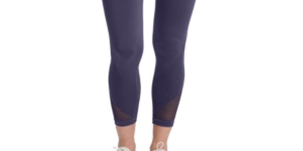 DKNY Women's High Rise Perforated Leggings-Dark Purple Size X-Large