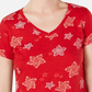 Style & Co Women's Printed V Neck T-Shirt Wine Size Petite Large