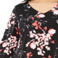 Alfani Women's Plus Printed Point Hem Top Black Floral Size 0X