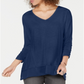 Style & Co Women's Chiffon Hem Top Blue Size Petite M