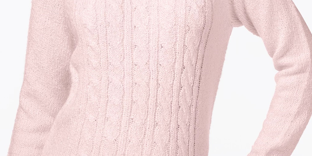 Karen Scott Women's Petite Cable-Knit Sweater  Pink Size Petite Small