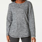 Karen Scott Women's Long Sleeve Spacedye Microfleece Top Charcoal Size X-Small