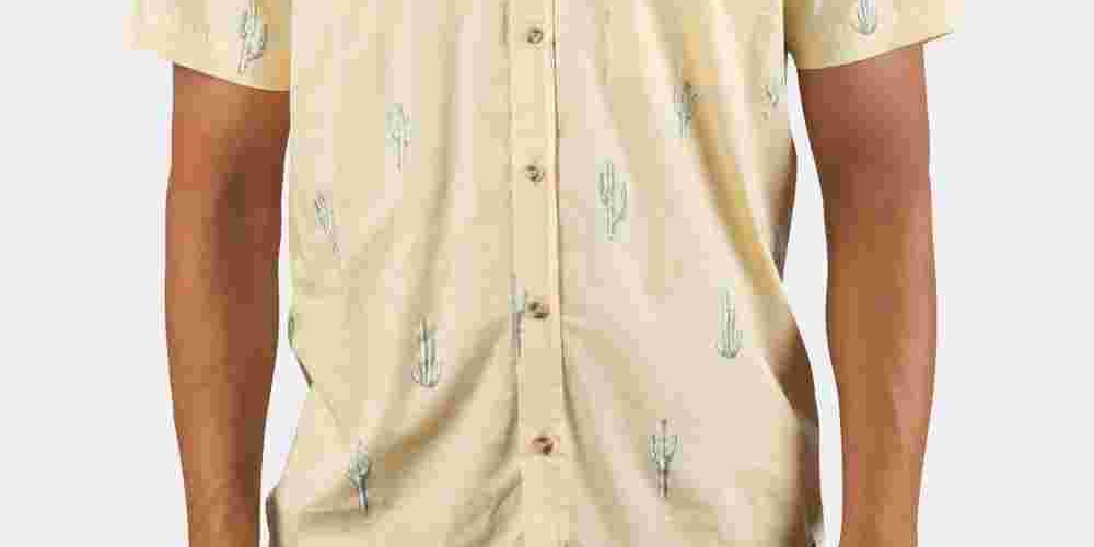 Rip Curl Men's Amigos Printed Pocket Shirt Yellow Size X-Large