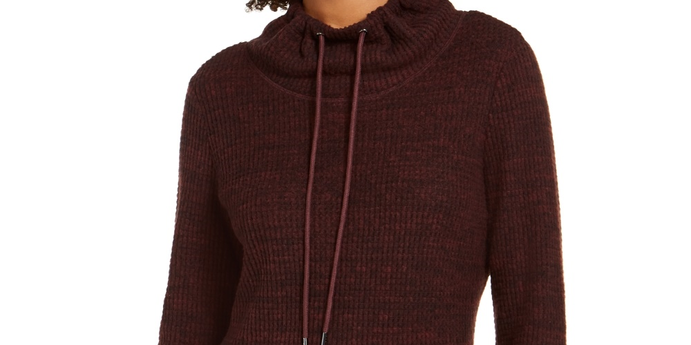 Ideology Women's Cowl-Neck Tulip-Hem Top Wine Size Large