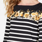 Charter Club Women's Petite Striped Floral-Print Top Black Petite Small
