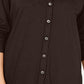 Karen Scott Women's Mixed-Media Button-Front Top Brown  Size Medium