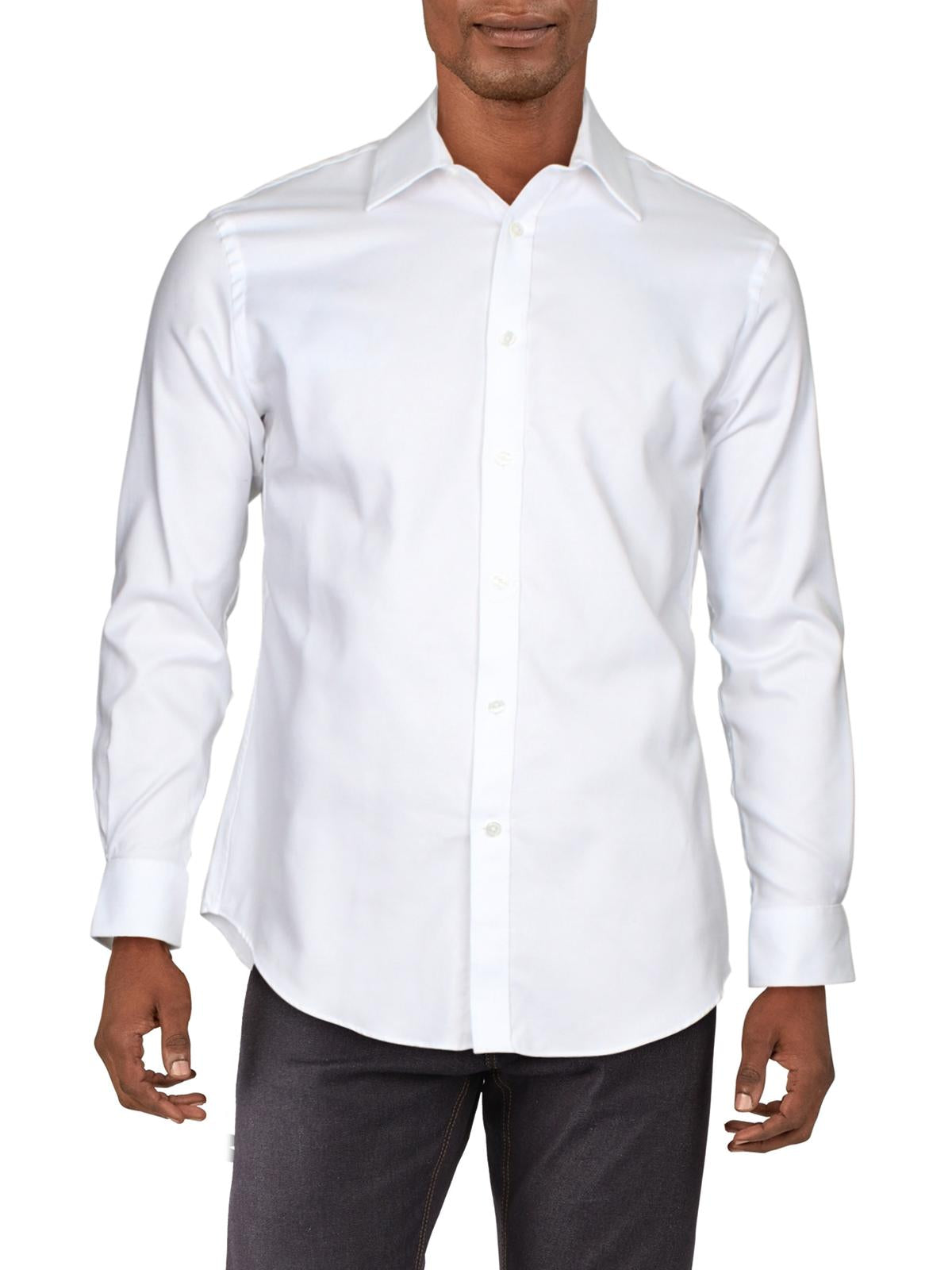 Tommy Hilfiger Men's Athletic Fit Office Button Down Shirt White Size XL