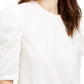 Leyden Women's Crushed Velvet Puff-Sleeve Top White Size Small