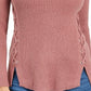 Style & Co Women's Mock Neck Lace-Up Ribbed Knit Sweater Purple Size X-Small