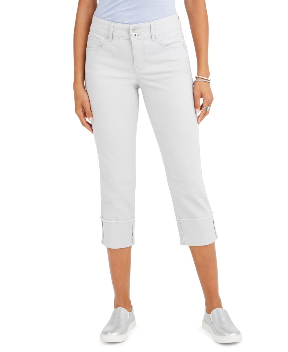 Style & Co Women's High Cuffed Capri Jeans  Silver Size 16