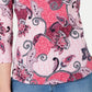 Charter Club Women's Printed Cotton 3/4-Sleeve Top Pink Size Small