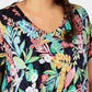 Calvin Klein Performance Women's Plus Size Cotton Island Cheetah Printed T-Shirt Navy Multi Size 1X