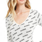 Guess Women's V-Neck Logo Sweater Brown Size X-Small