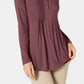 Style & Co Women's Long-Sleeve Pintuck Top  Purple Size Small