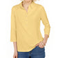 Charter Club Women's Supima Cotton 3/4-Sleeve Polo Yellow Size Small