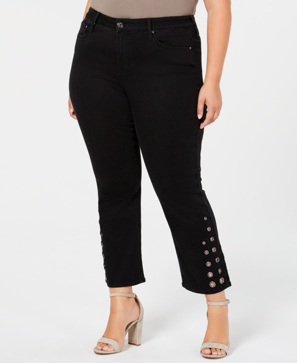 Seven7 Women's Trendy Plus Size Lace-Up Bootcut Jeans Black Size 22W