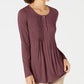 Style & Co Women's Long-Sleeve Pintuck Top Purple Size X-Small