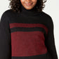 Karen Scott Women's Petite Colorblocked Cotton Turtleneck Sweater Black Size Petite Medium