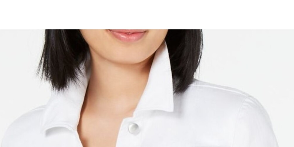 Maison Jules Women's Puff Sleeve Jean Jacket White Size X-Large