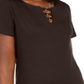 Karen Scott Women's Triple Ring Cutout Top Brown Size Medium