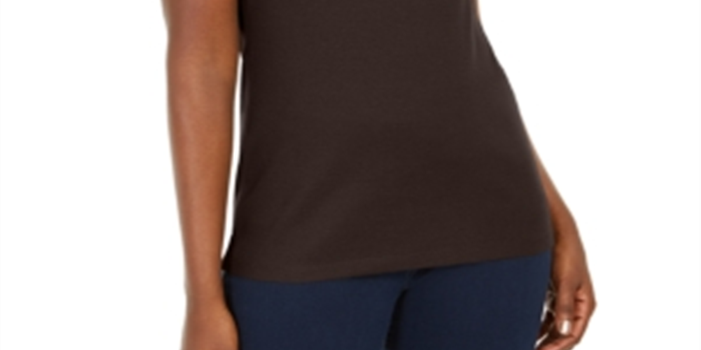 Karen Scott Women's Triple Ring Cutout Top Brown Size Medium