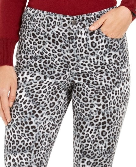 Charter Club Women's Animal- Print Lexington Straight Leg Jeans White Size 16