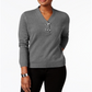 Karen Scott Women's Cotton Toggle Henley Sweater Gray Size Petite X-Large