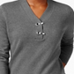 Karen Scott Women's Cotton Toggle Henley Sweater Gray Size Petite X-Large