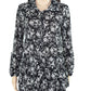 Style & Co Women's Blouse Button Front Black Size Petite Medium