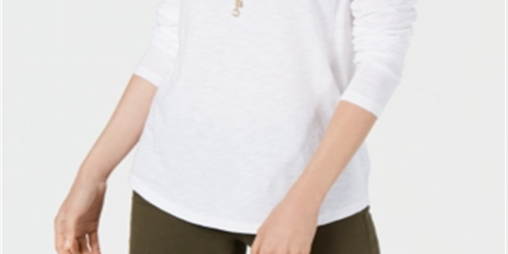 Style & Co Women's Scoop Neck Top White Size PP