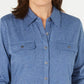 Karen Scott Women's Button Front Top Blue Size Small