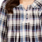 Style & Co Women's Plaid Split Neck Top Purple Size Large