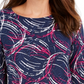 JM Collection Women's 3/4 Sleeve Jacquard T-Shirt Blue Size XX-Large