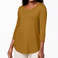 JM Collection Women's Scoop Neck Top Yellow Size X-Large