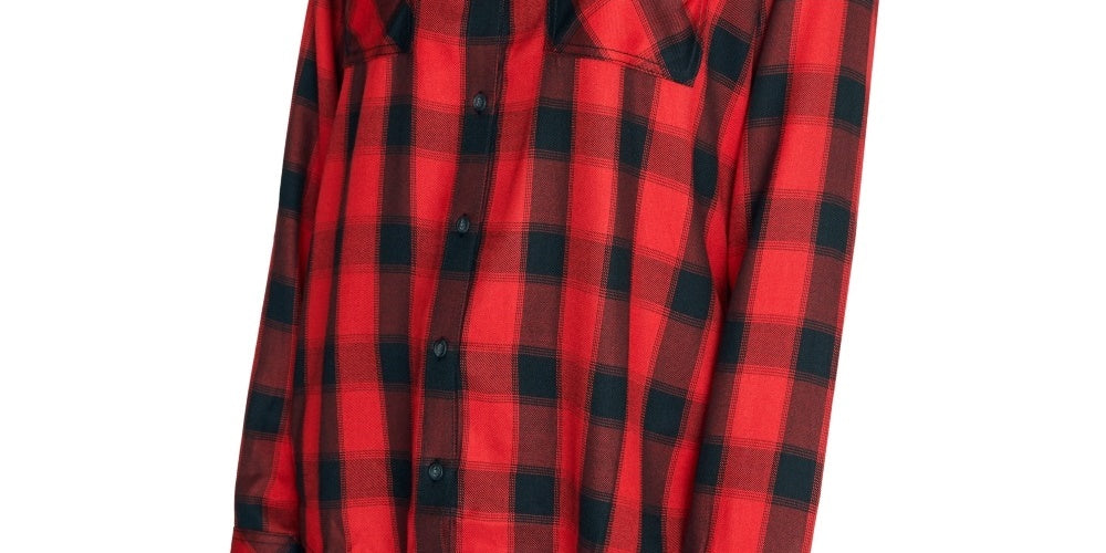 Sanctuary Women's Plaid Long Sleeve Collared Button Up Top Red Size Large