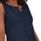 Karen Scott Women's Embellished Keyhole Tank Blue Size Large