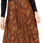 Charter Club Women's Animal Print Pleated Skirt Beige Size X-Large