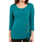 JM Collection Women's Hardware Trim Tunic Blue Size Small