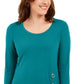 JM Collection Women's Hardware Trim Tunic Blue Size Small
