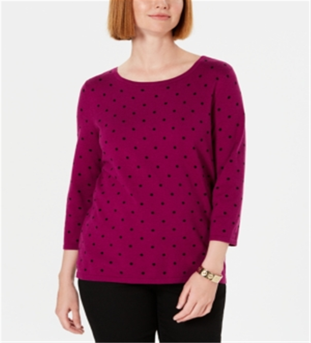 Karen Scott Women's Printed 3/4 Sleeve Sweater Autum Berry Size Petite XL