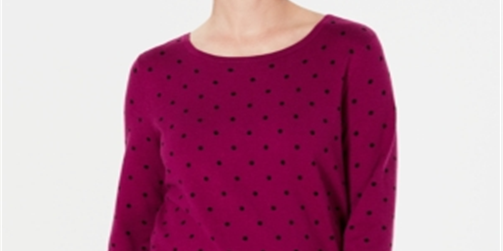 Karen Scott Women's Printed 3/4 Sleeve Sweater Autum Berry Size Petite XL