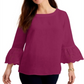 Charter Club Women's Eyelet Bell Sleeve Top Pink  Size X-Large