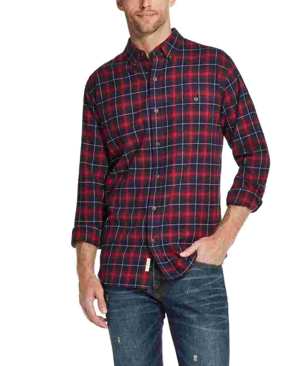 Weatherproof Vintage Men's Windowpane Plaid Collared Classic Fit Cotton Dress Shirt Blue Size XX-Large