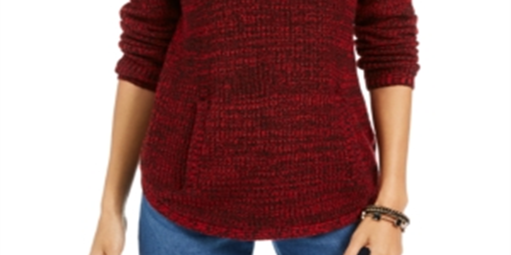 Style & Co महिलाओं का एनवेलप नेक स्वेटर लाल, छोटे आकार में (L)