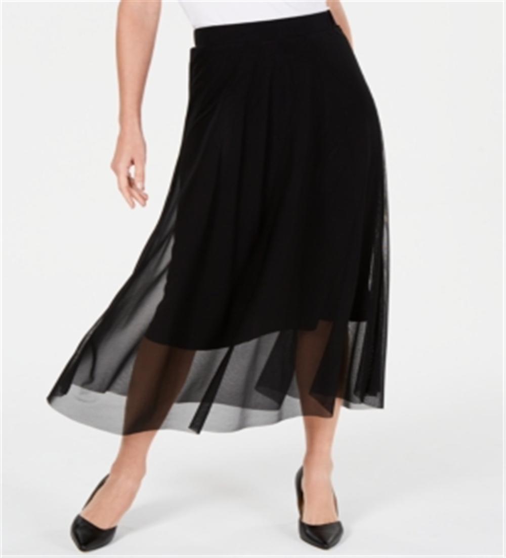 Alfani Women's Mesh MIDI Skirt Black Size Petite S