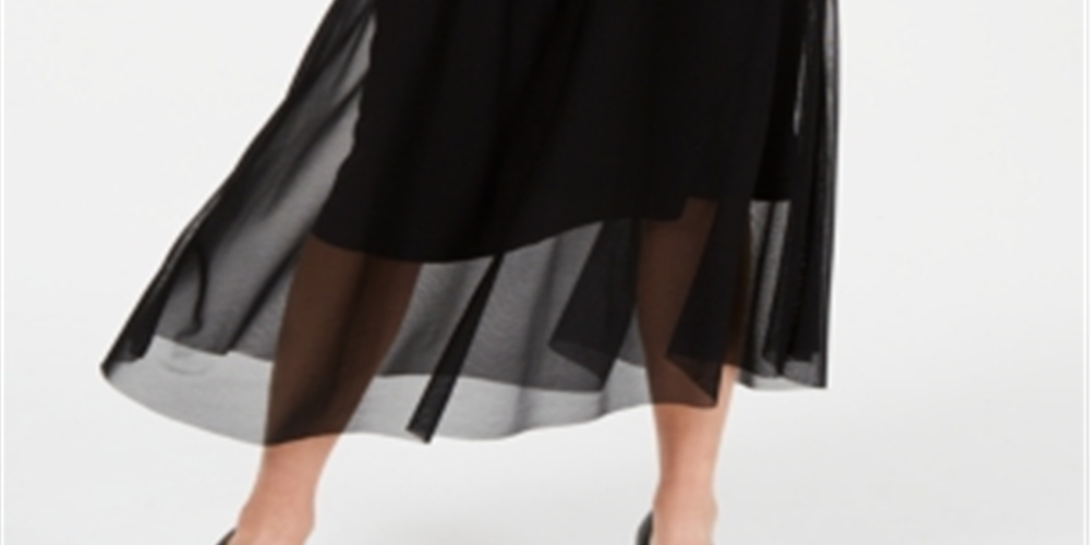 Alfani Women's Mesh MIDI Skirt Black Size Petite S