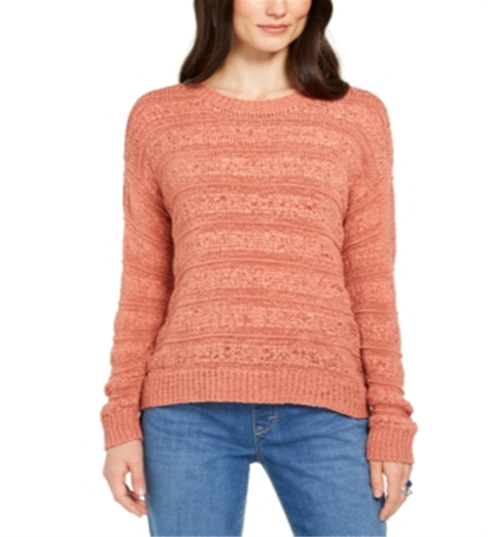 Style & Co Women's Tape Yarn Pullover Sweater Orange Size Petite Large